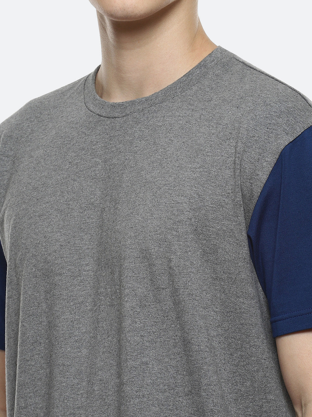 Hue Color Block Oversized T-Shirt - Dark Grey Melange