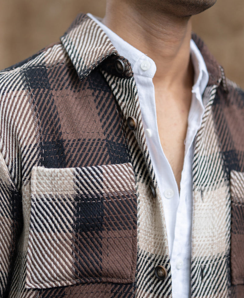 Brown Twill Check Shirt