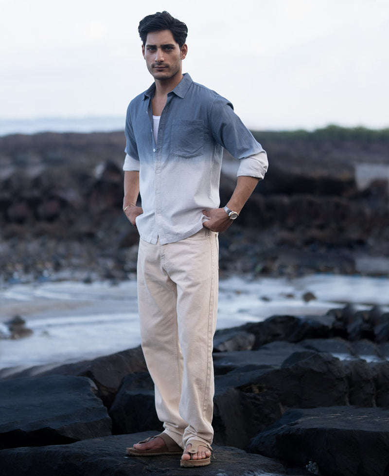 Blue Structured Ombre Shirt