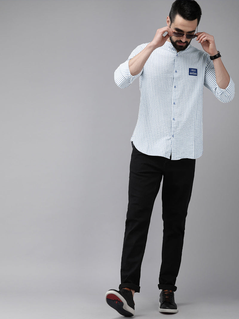 Reece - Ardor By The Bear House Men Blue Slim Fit Cotton Casual Shirt