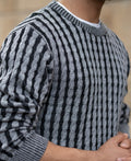 Grey And Black Cable Knit Sweater