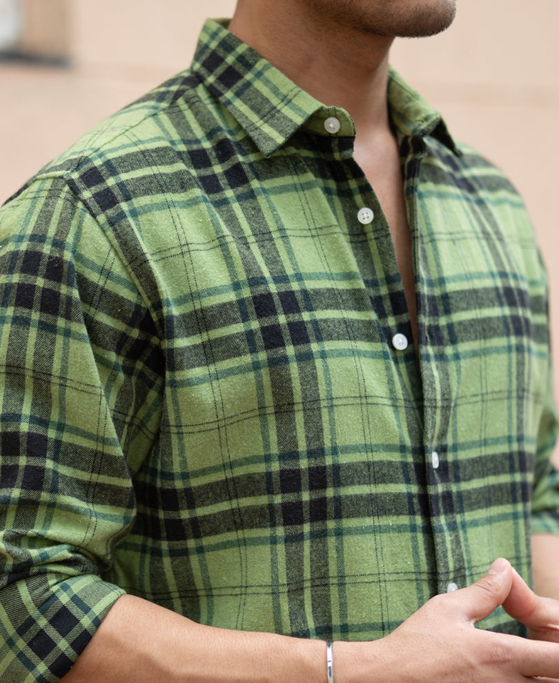 Green Brushed Checks Shirt