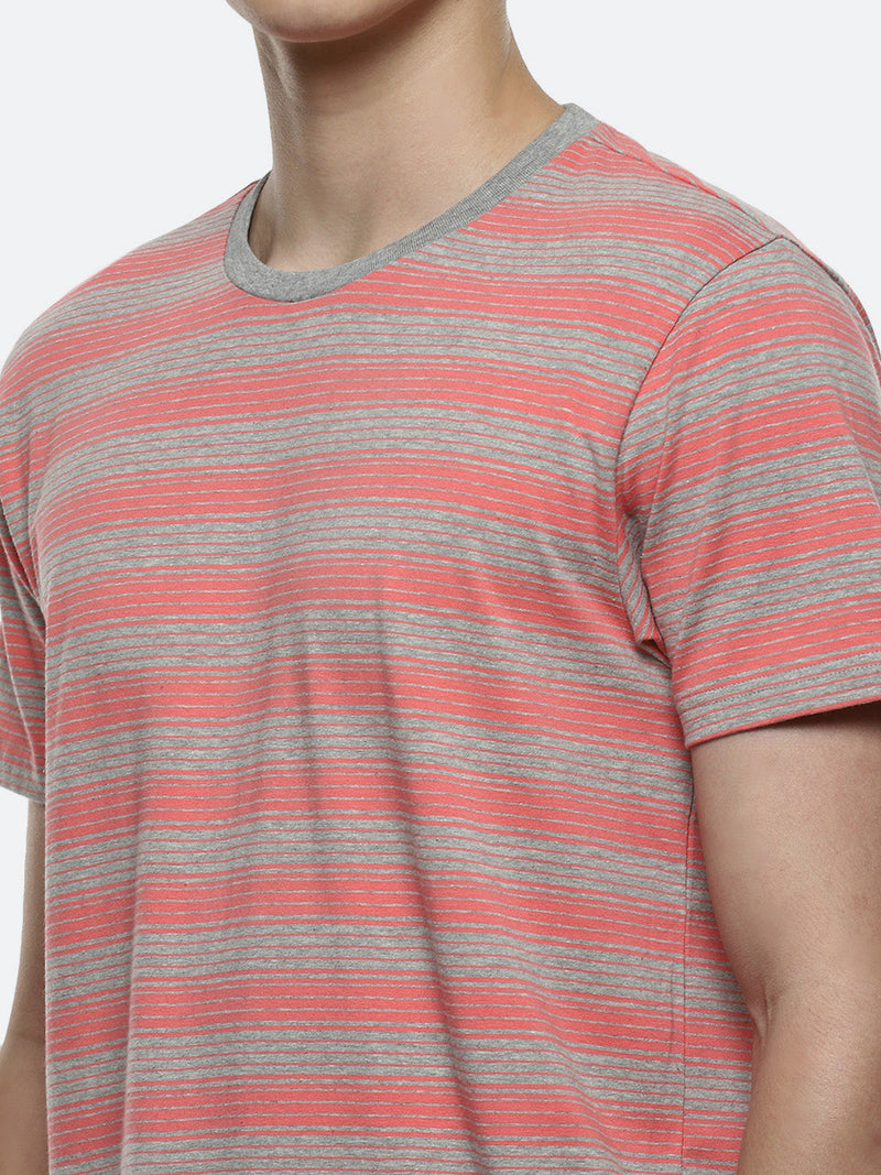 Streak Organic Cotton Elastane T-Shirt - Multi Colour Pink