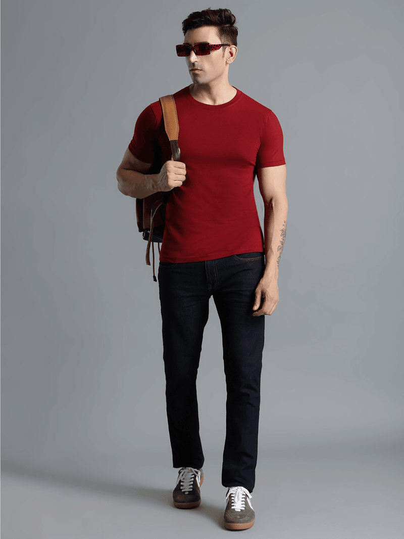 Cam Cotton Poly T-Shirt - Maroon