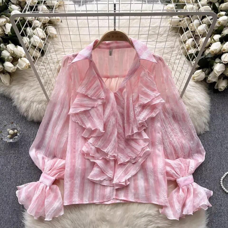 Freida Ruffled Blouse - Pink