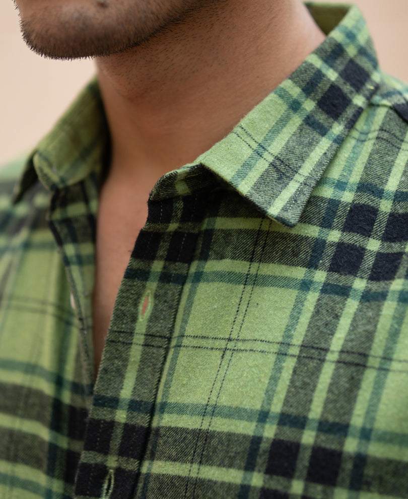 Green Brushed Checks Shirt