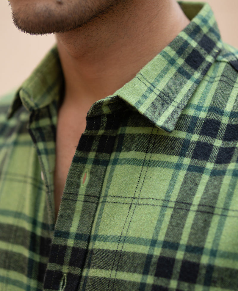 Green Brushed Checks Shirt