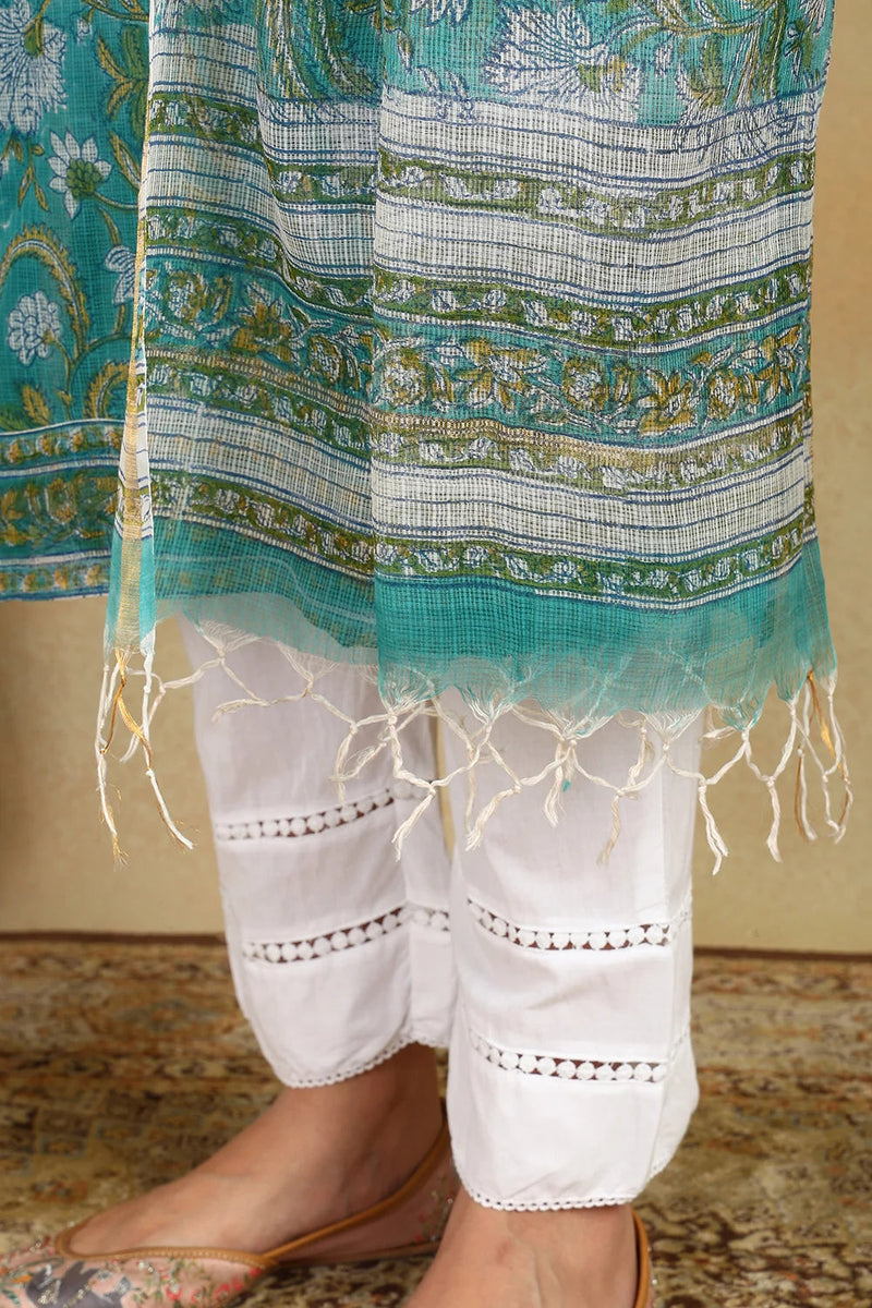 Green Kota Doria Dupatta