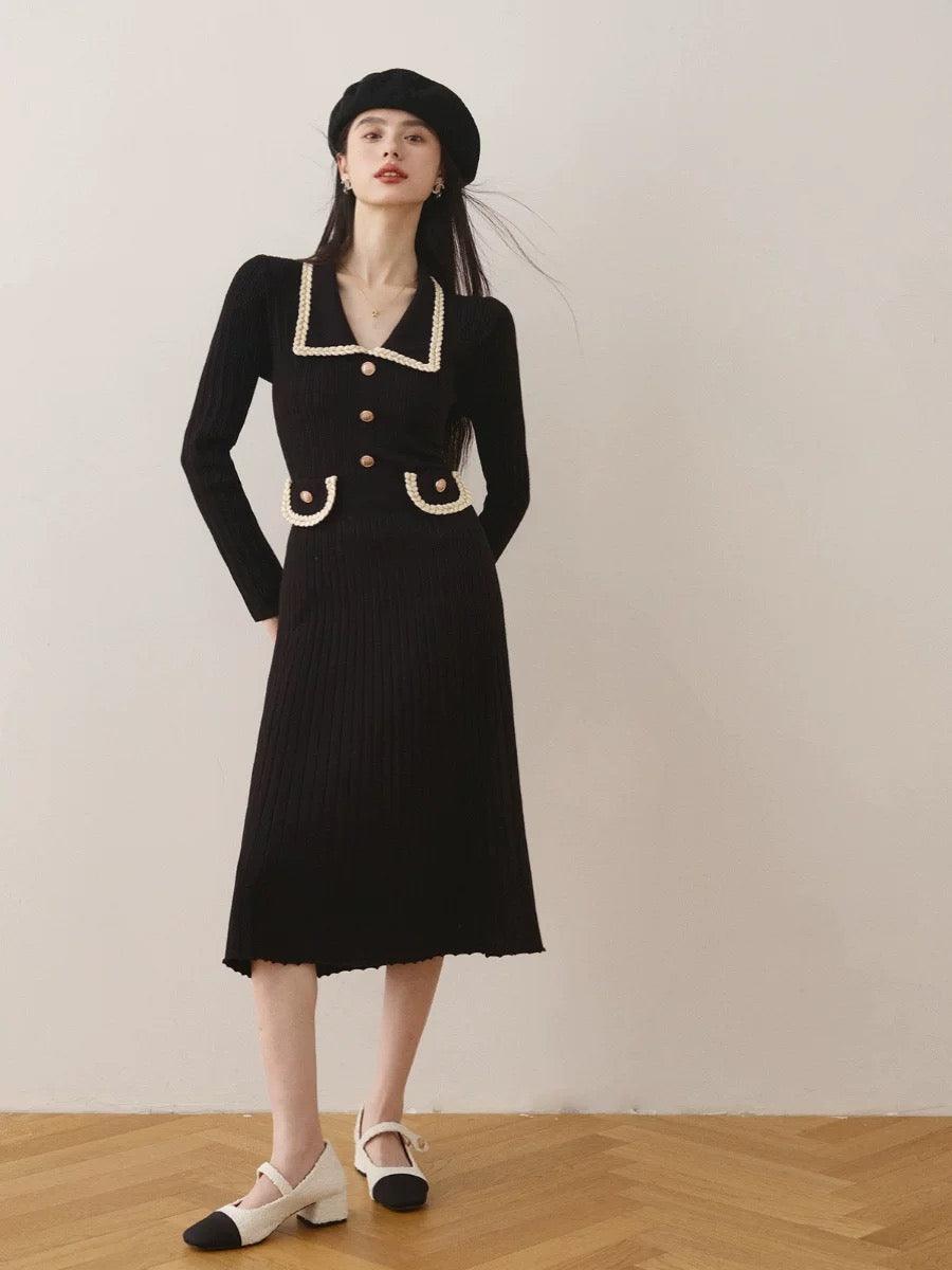 Huller Woolen Bodycon Dress - Black
