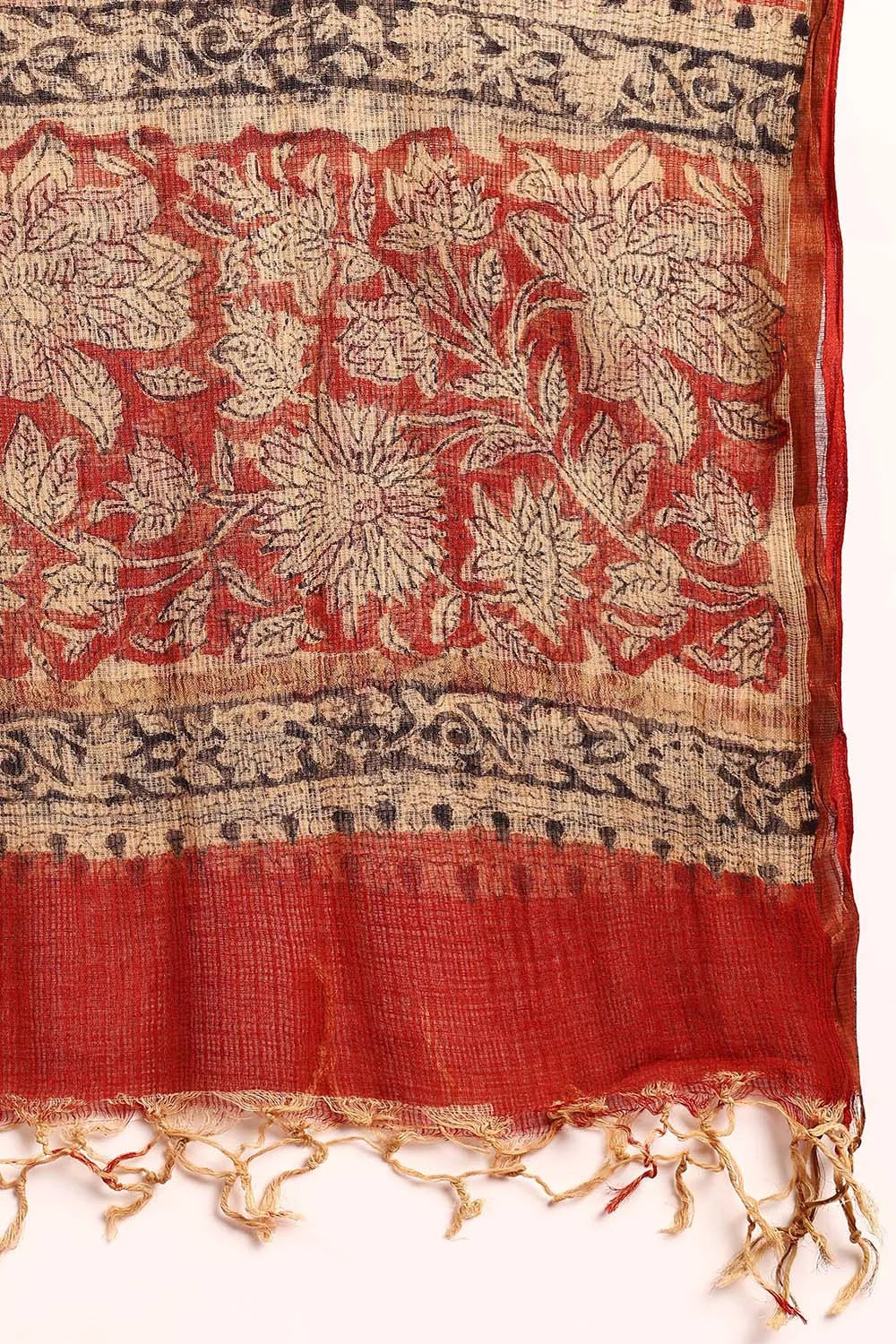 Maroon & Beige Kota Doria Dupatta