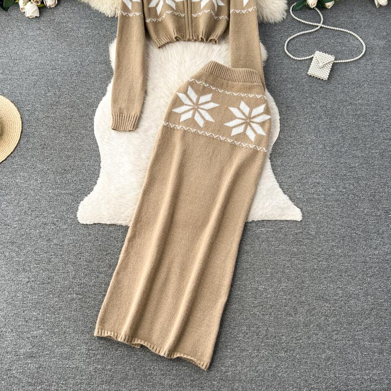 Tebby Knitted Woolen Coord Set - Brown