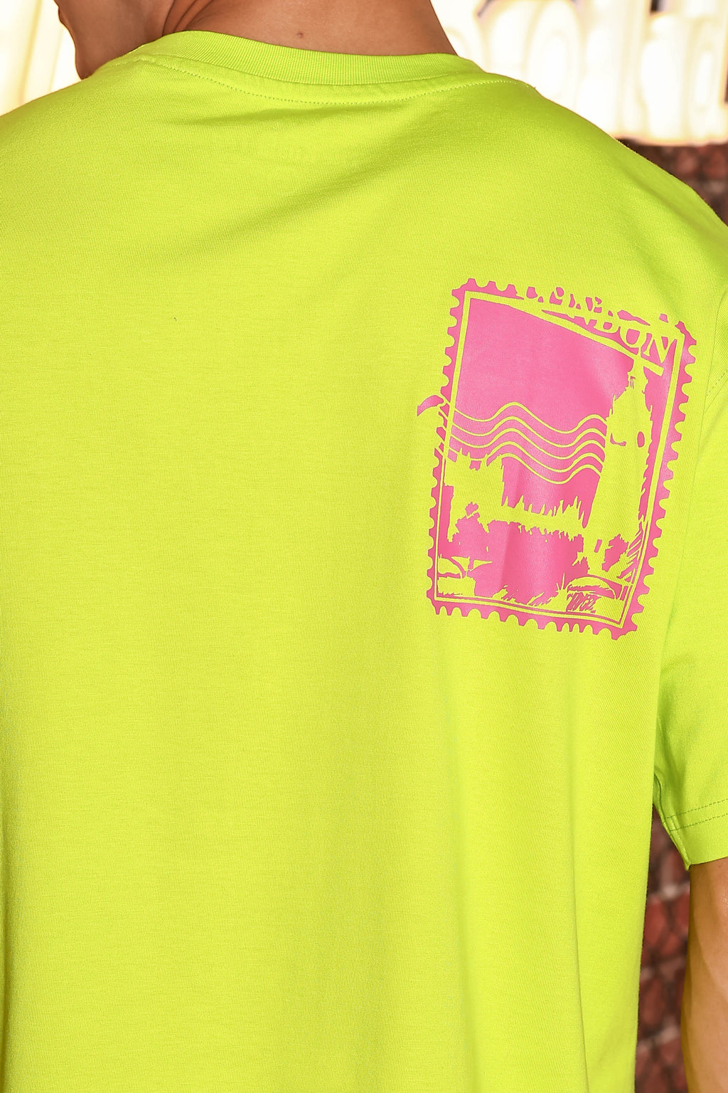 Neon Green Oversized Printed Drop-Shoulder Sleeve Pure Cotton T-shirt