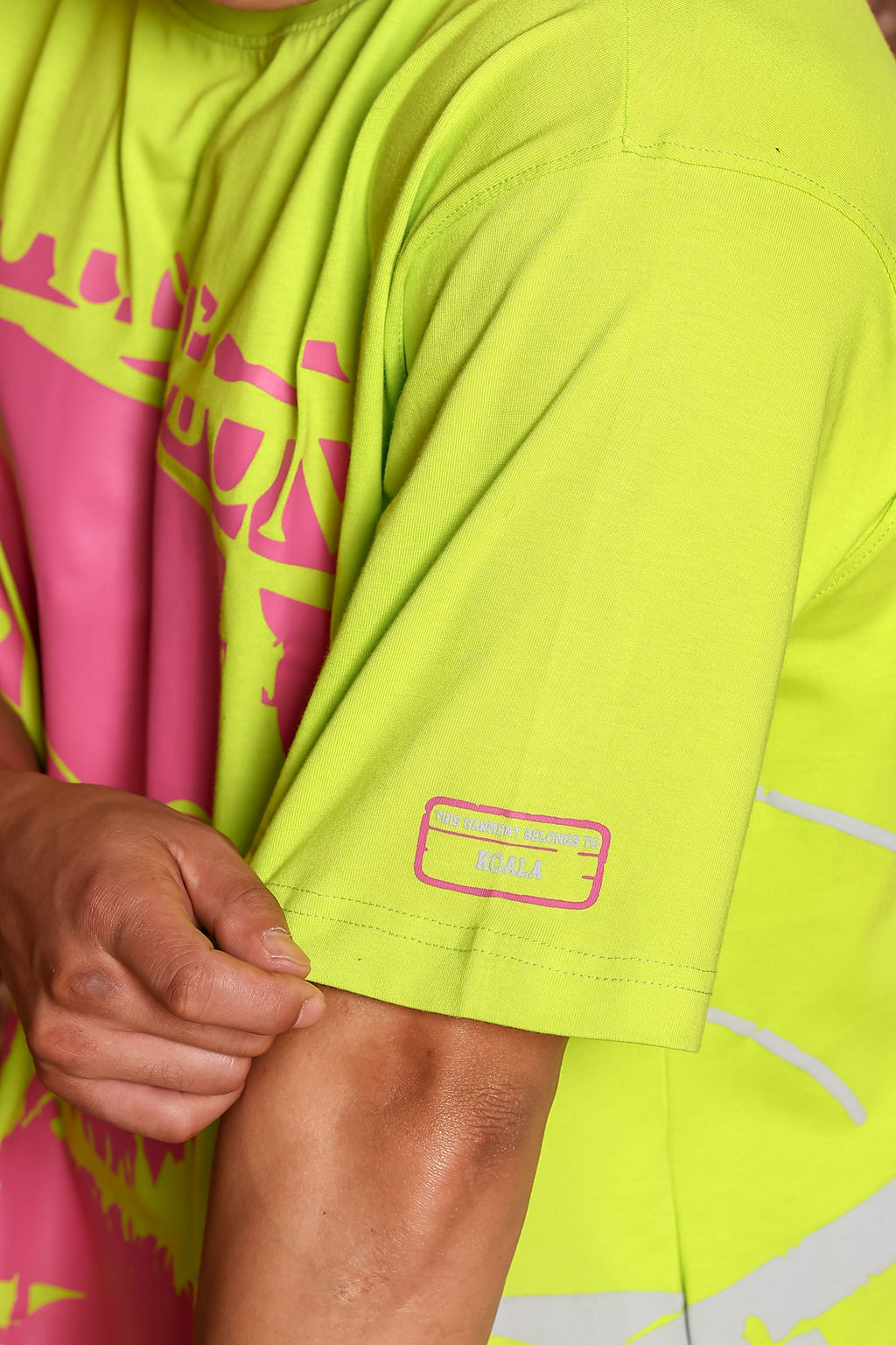 Neon Green Oversized Printed Drop-Shoulder Sleeve Pure Cotton T-shirt