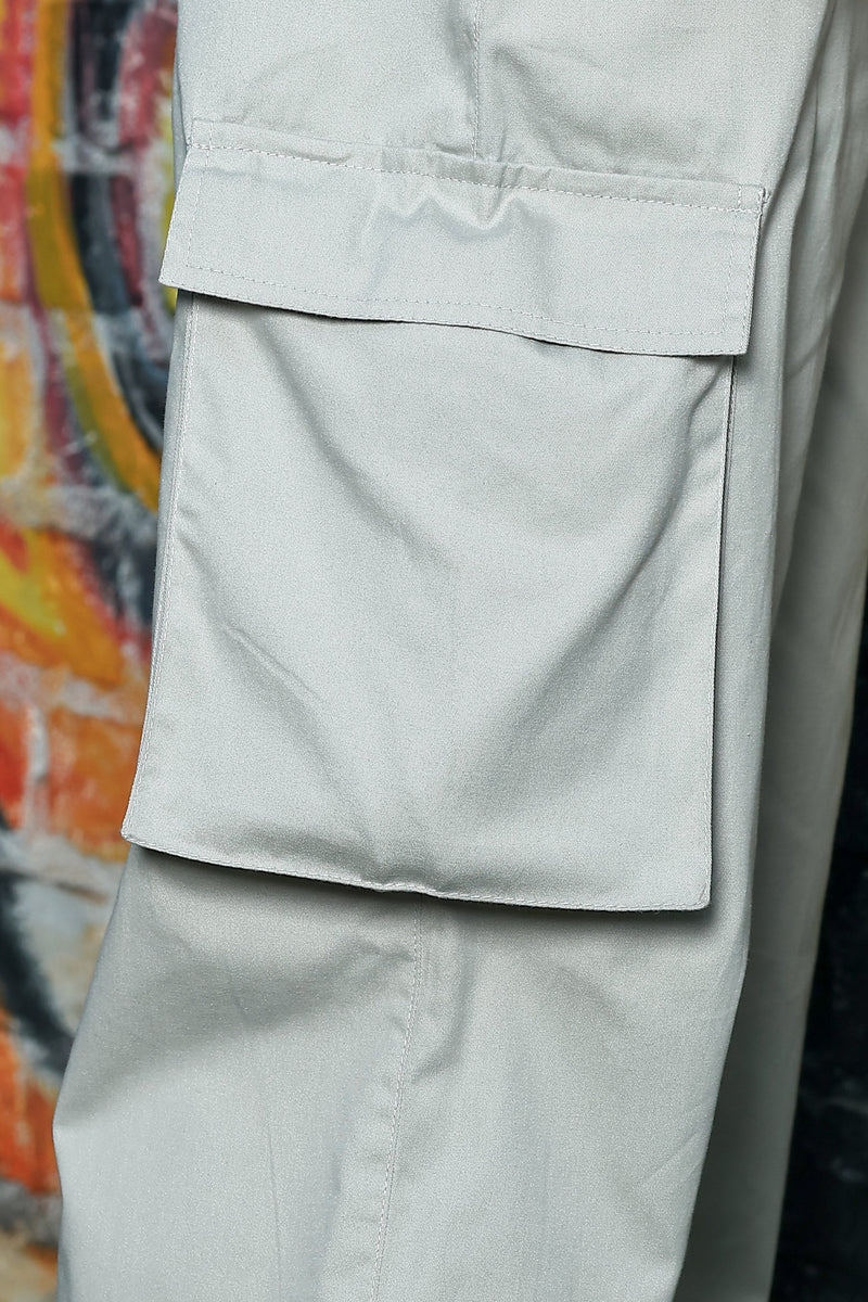 Unisex Baggy fit 6 Pocket Grey Cotton Cargo Trousers