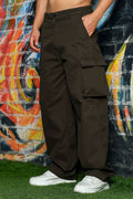 Unisex Baggy fit 6 Pocket Olive Cotton Cargo Trousers