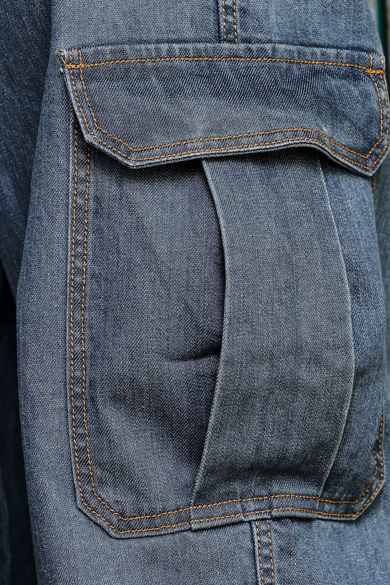 Unisex Indigo Blue Baggy Oversized Fit Denim Baggy Cargo