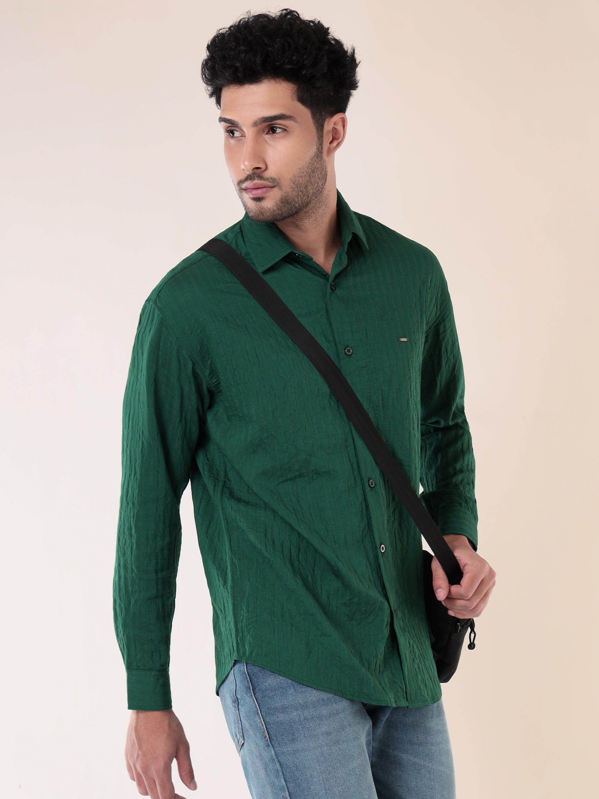 Full Sleeves Casual Shirt for Men - Lush Green