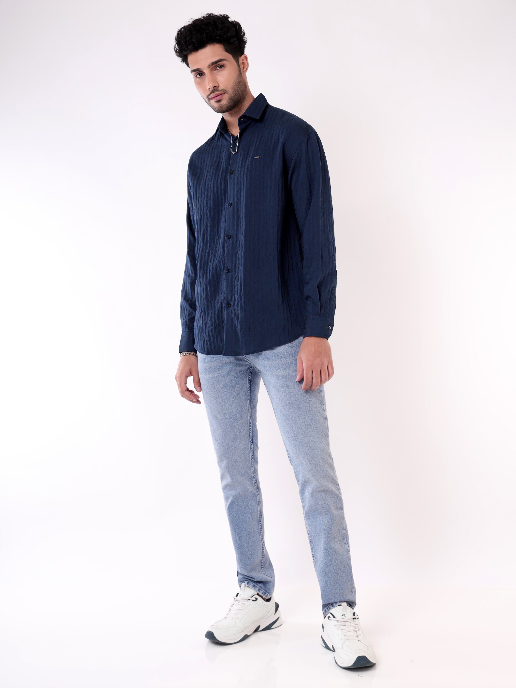 Full Sleeves Casual Shirt for Men - Navy Blue