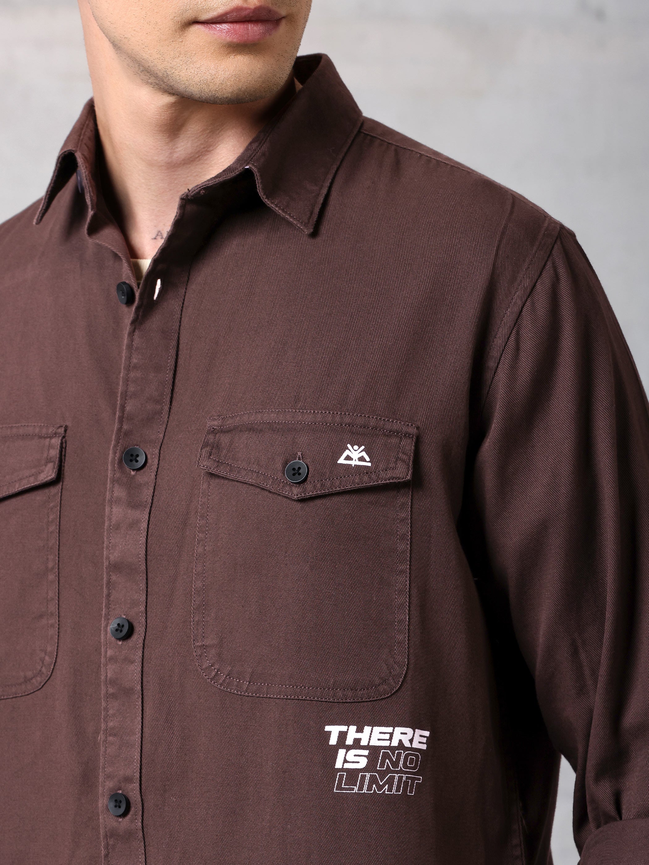 Cotton Twill Shirt for Men - Rustic Maroon