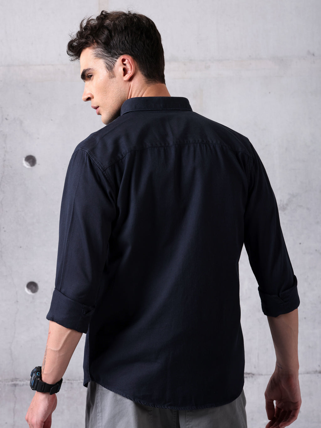 Cotton Twill Shirt for Men - Midnight Blue