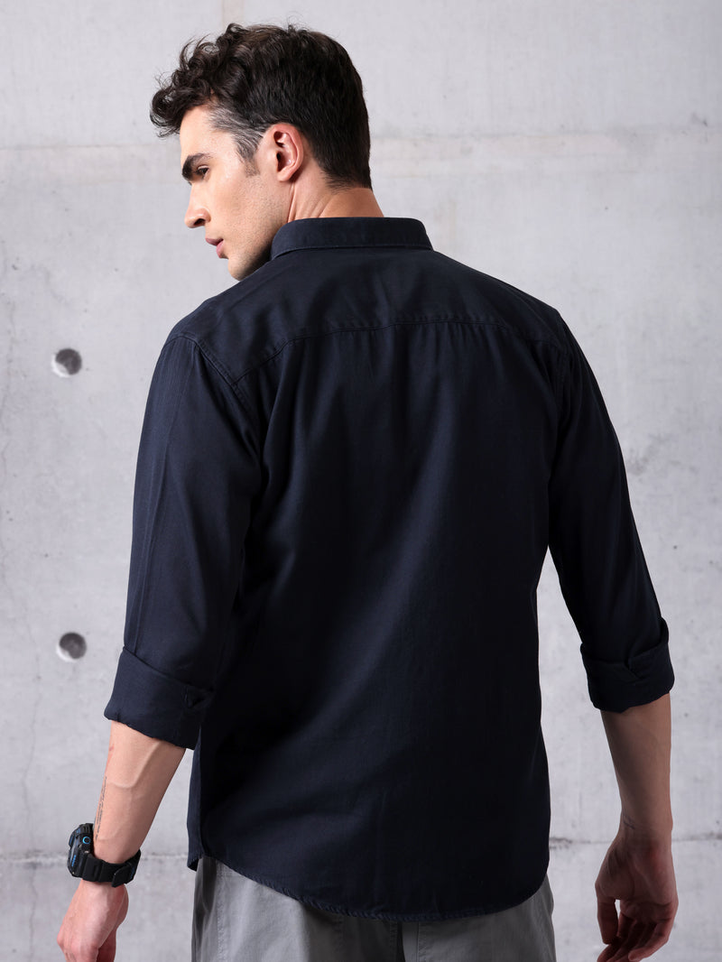 Cotton Twill Shirt for Men - Midnight Blue
