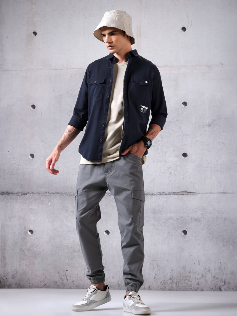 Cotton Twill Shirt for Men - Midnight Blue