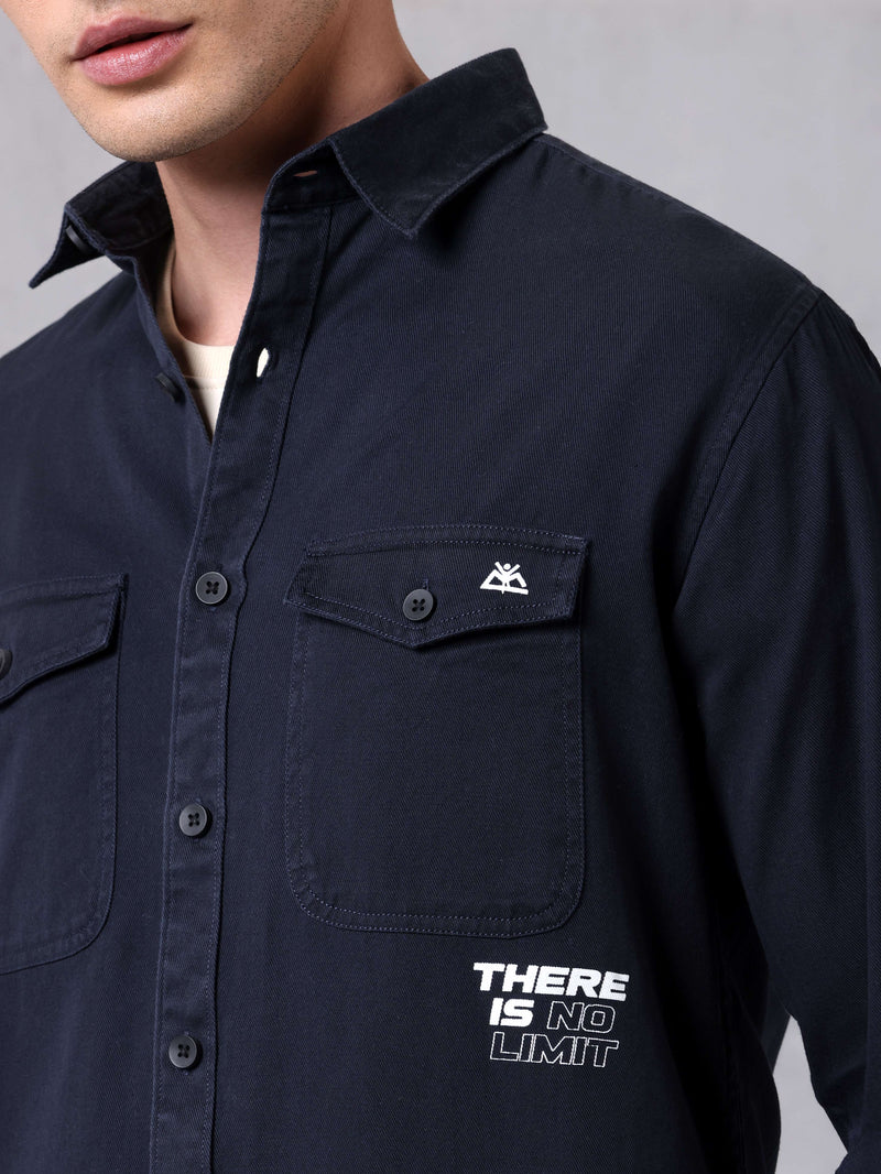 Cotton Twill Shirt for Men - Midnight Blue