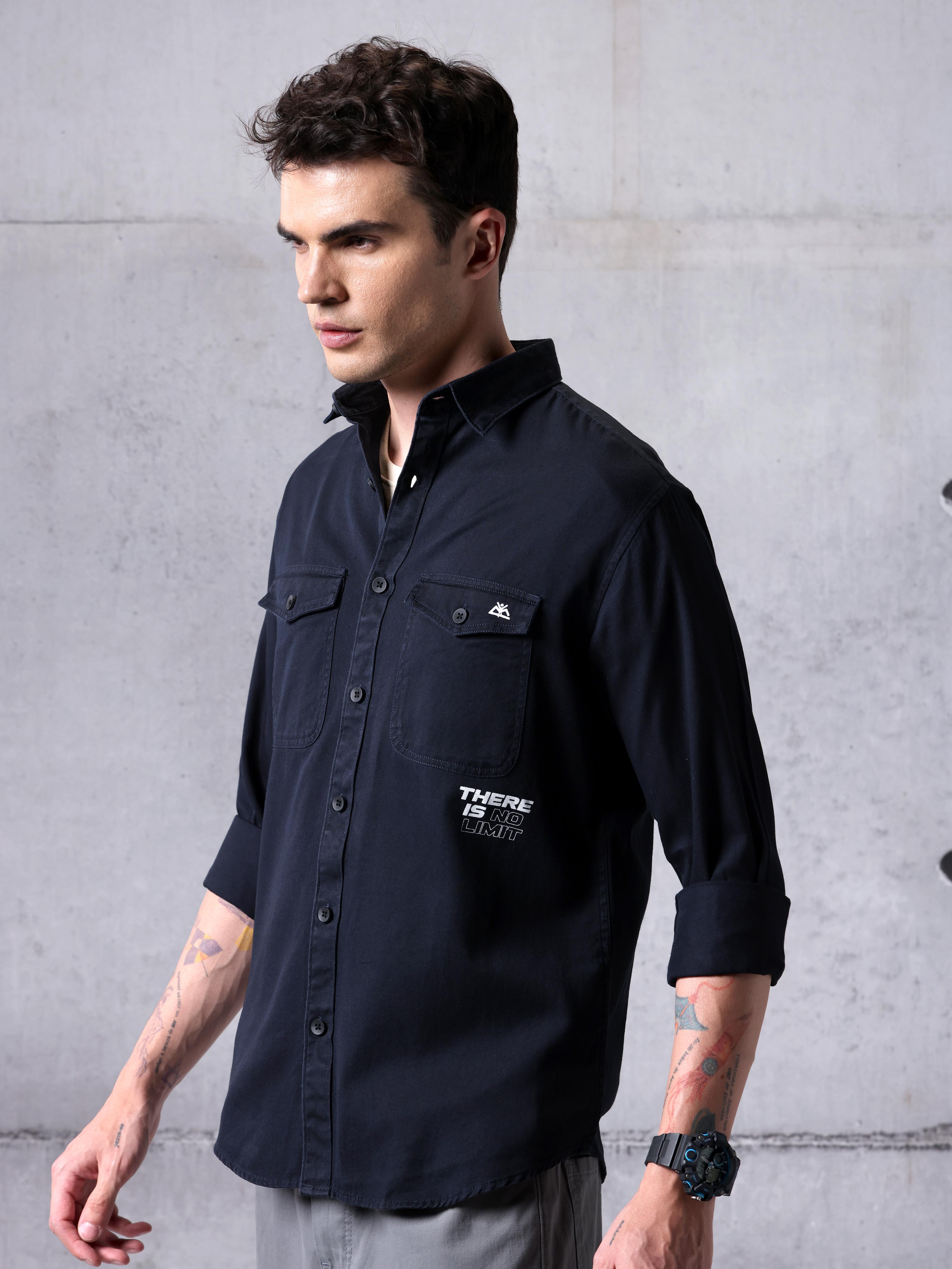 Cotton Twill Shirt for Men - Midnight Blue