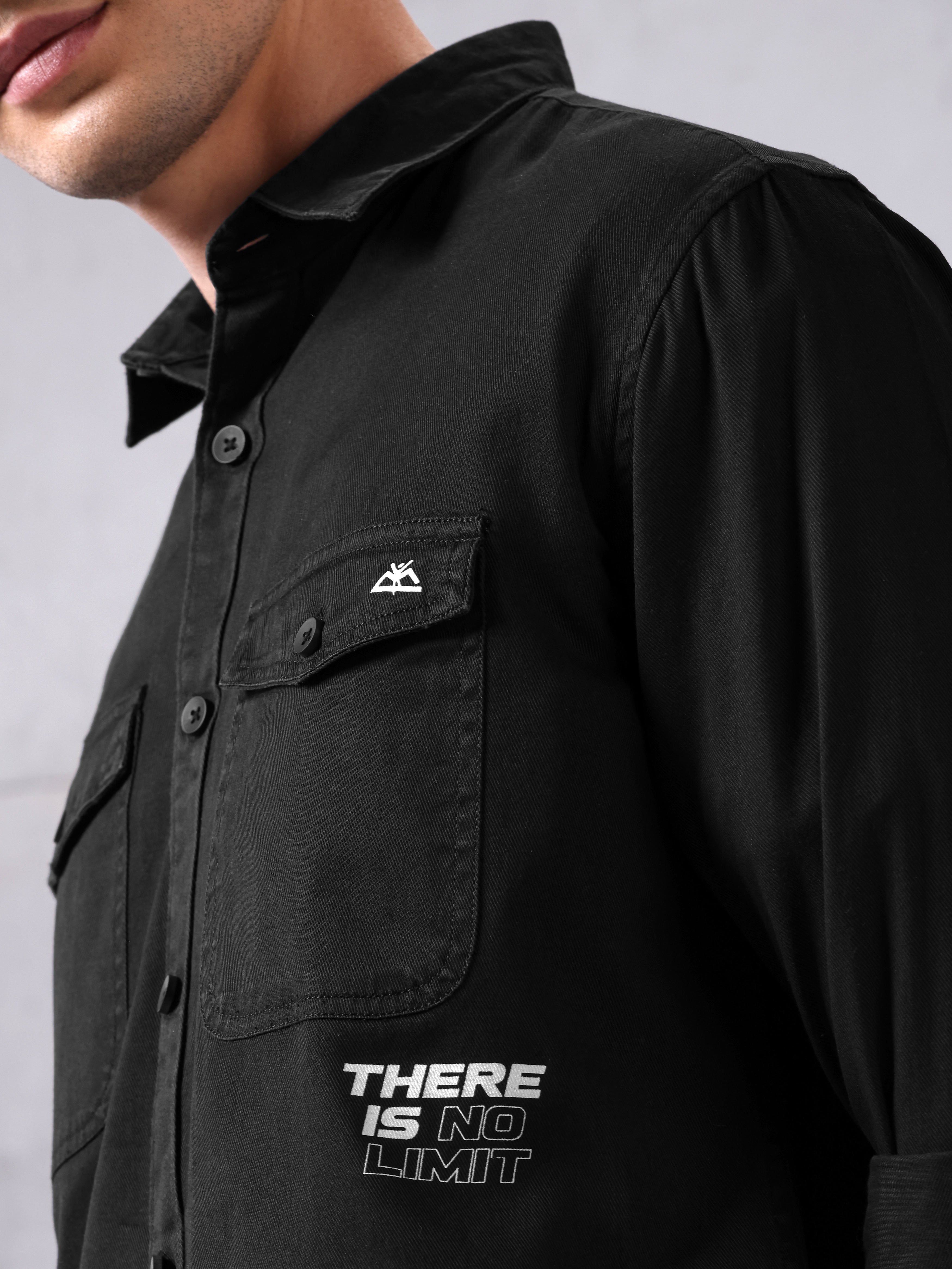 Cotton Twill Shirt for Men - Black