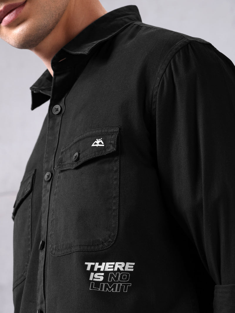 Cotton Twill Shirt for Men - Black
