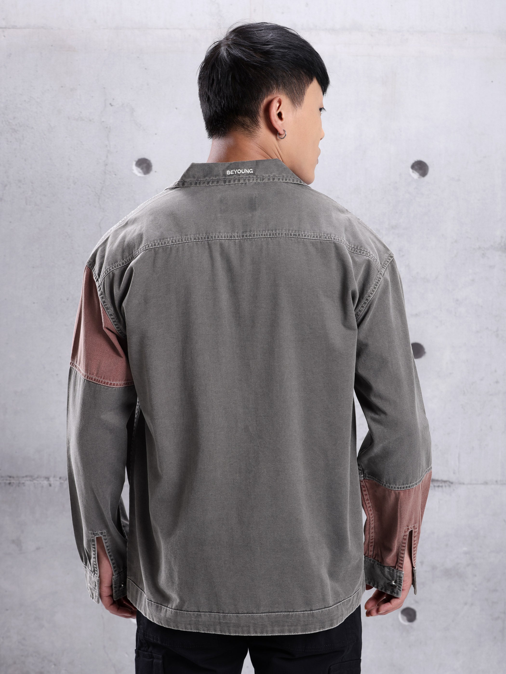 Cut and Sew Shirt for Men - Grey
