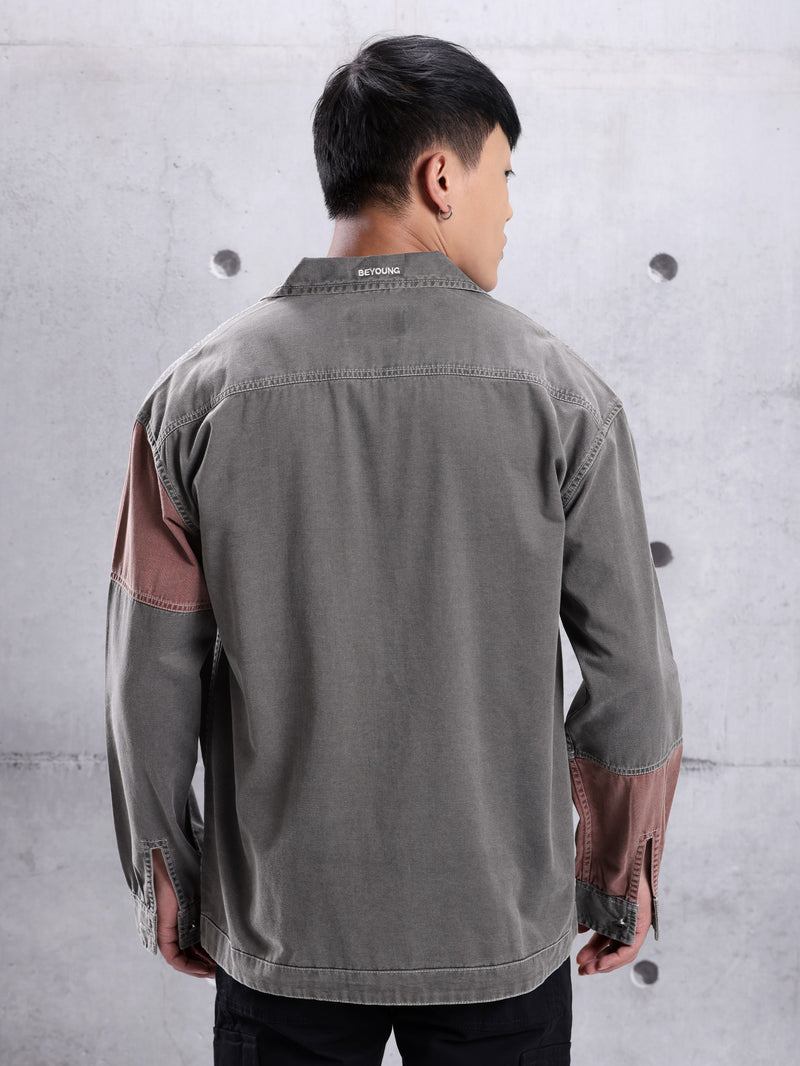 Cut and Sew Shirt for Men - Grey
