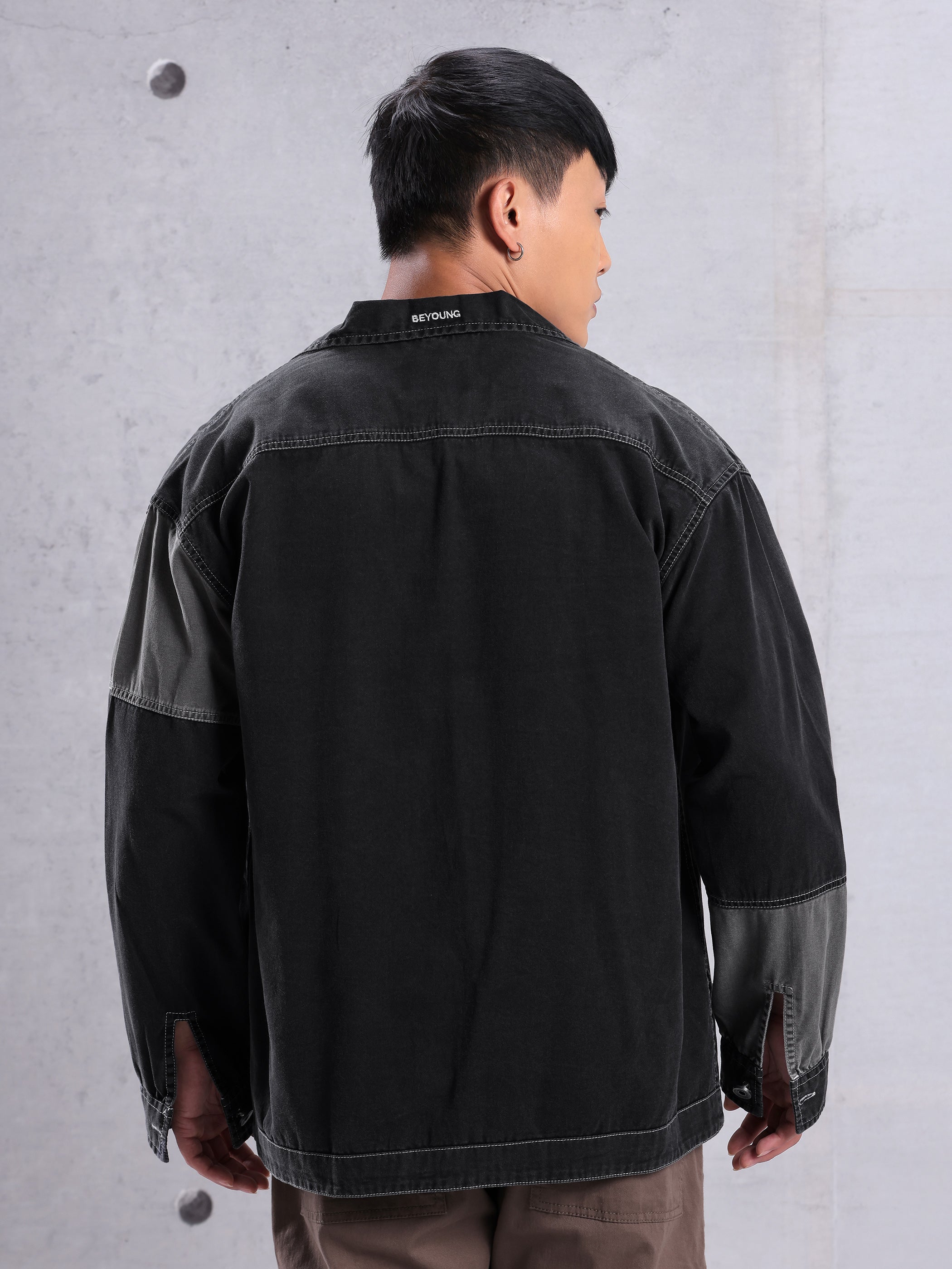 Cut and Sew Shirt for Men - Black