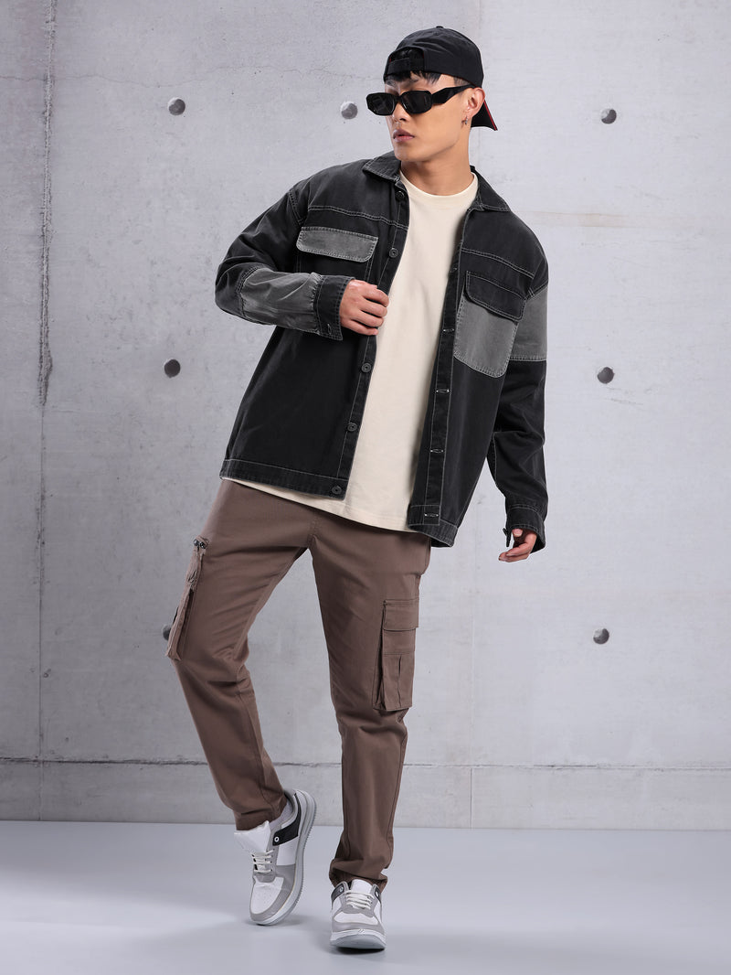 Cut and Sew Shirt for Men - Black