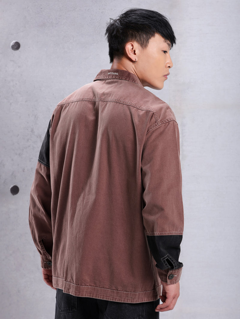 Cut and Sew Shirt for Men - Mauve