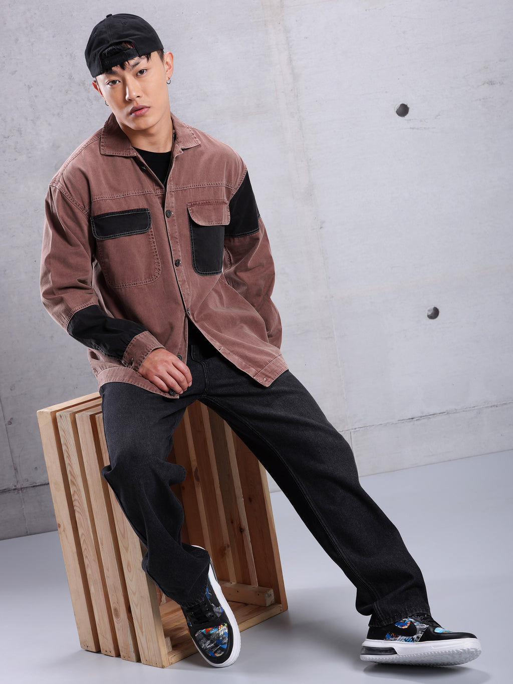 Cut and Sew Shirt for Men - Mauve