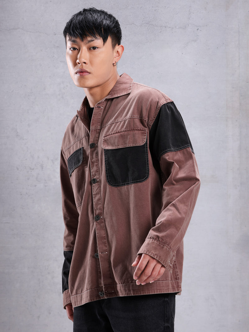 Cut and Sew Shirt for Men - Mauve