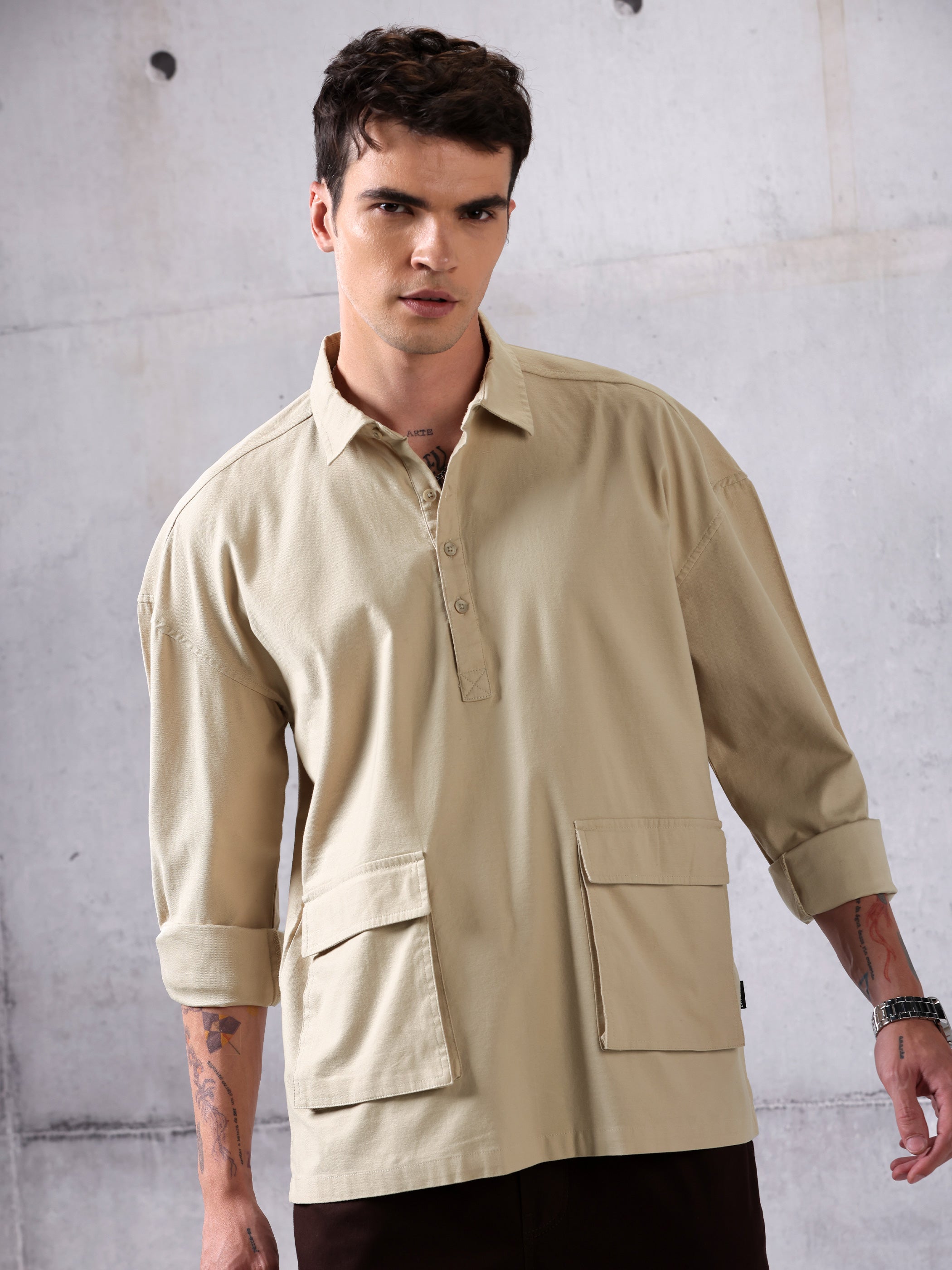 Oversized Shirt - Beige