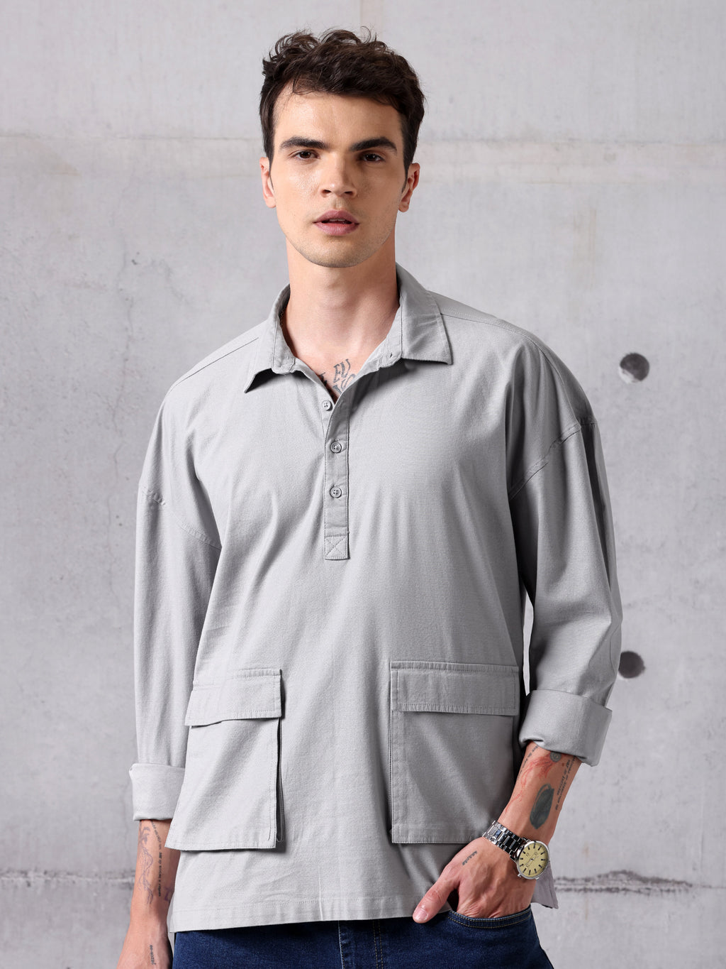 Oversized Shirt - Light Grey