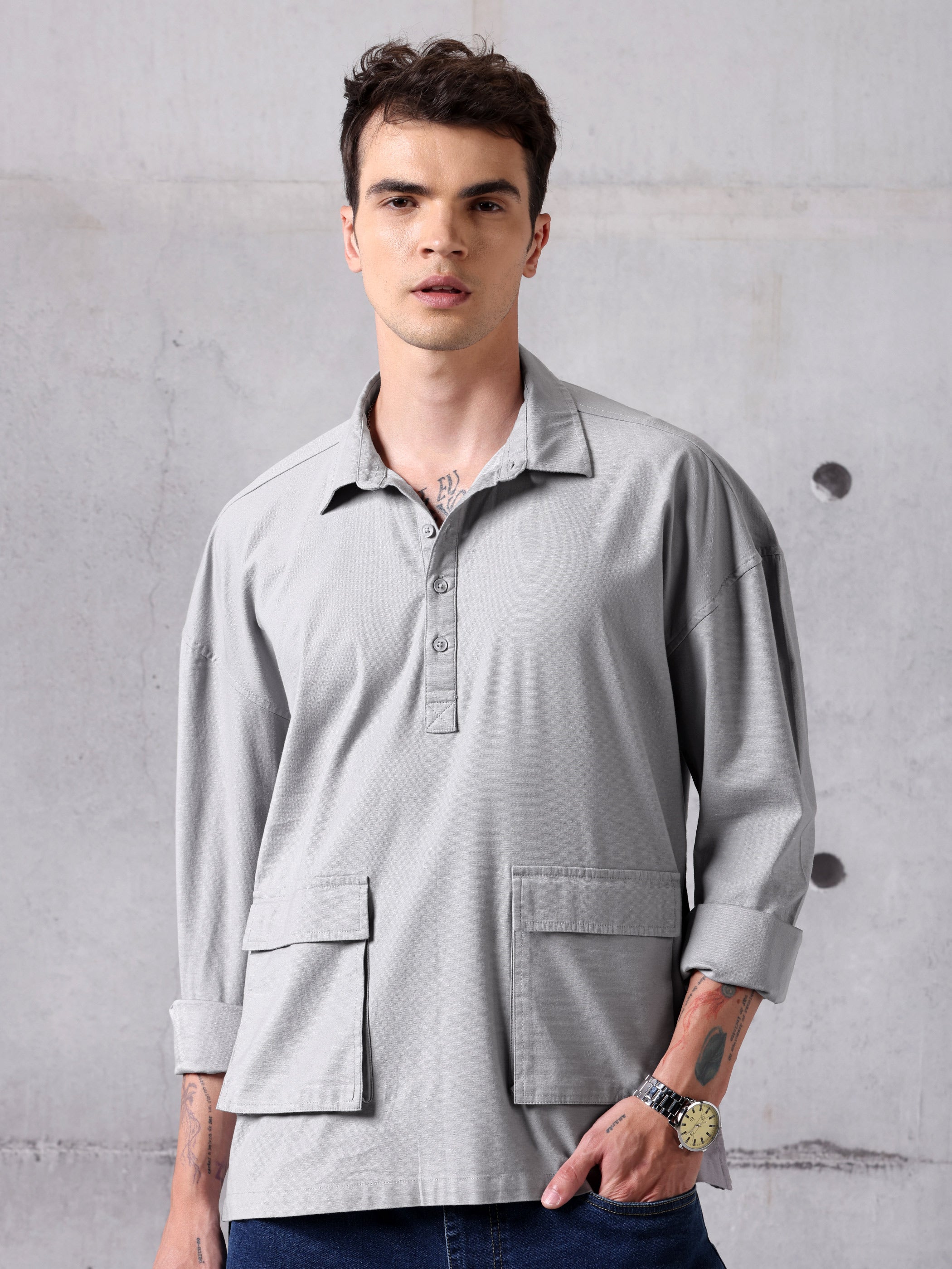 Oversized Shirt - Light Grey