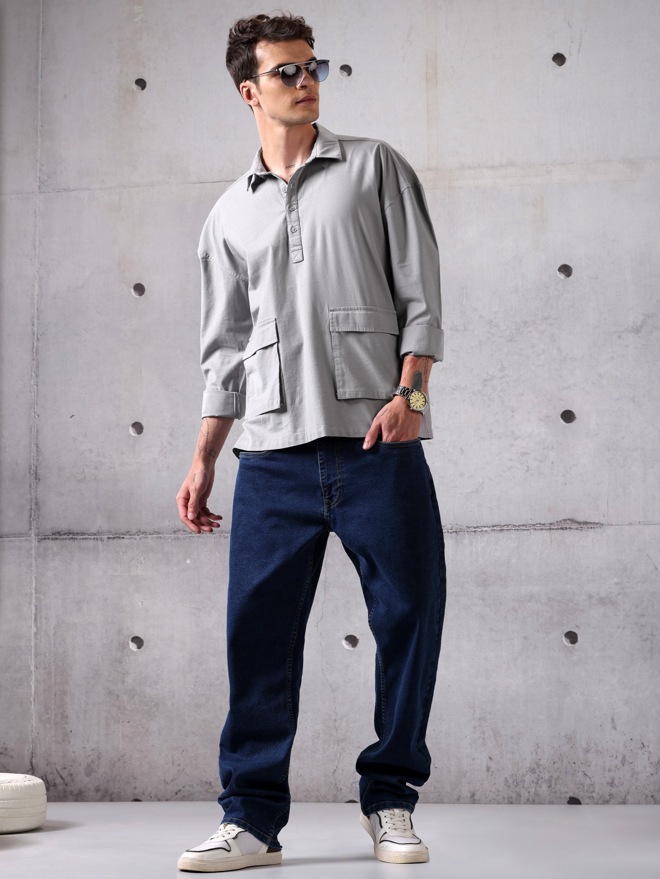 Oversized Shirt - Light Grey