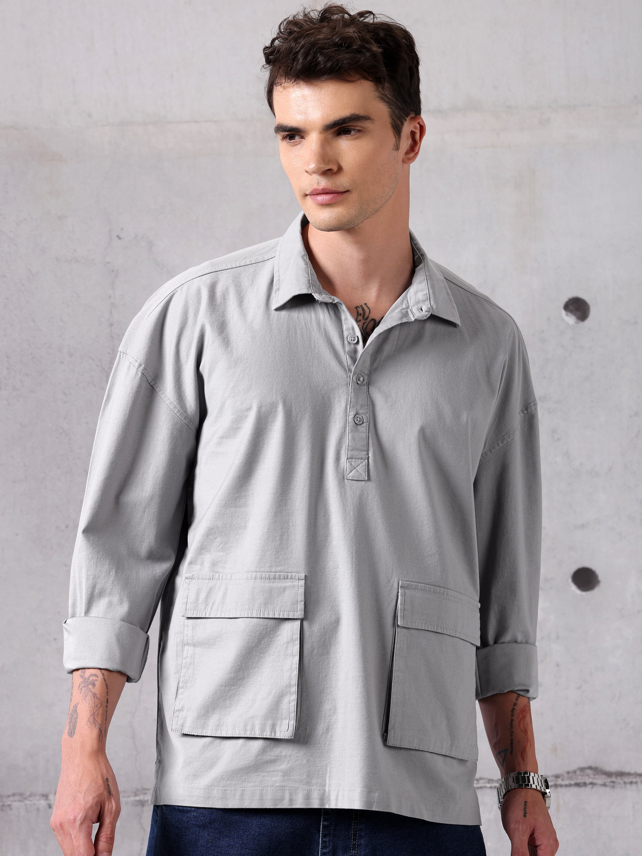 Oversized Shirt - Light Grey