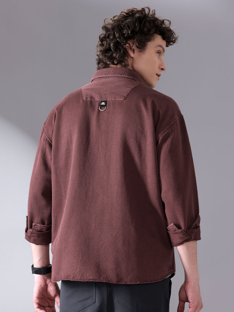 Over Dyed Shirt For Men - French Wine