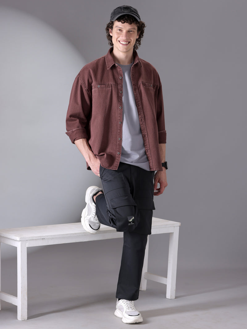 Over Dyed Shirt For Men - French Wine