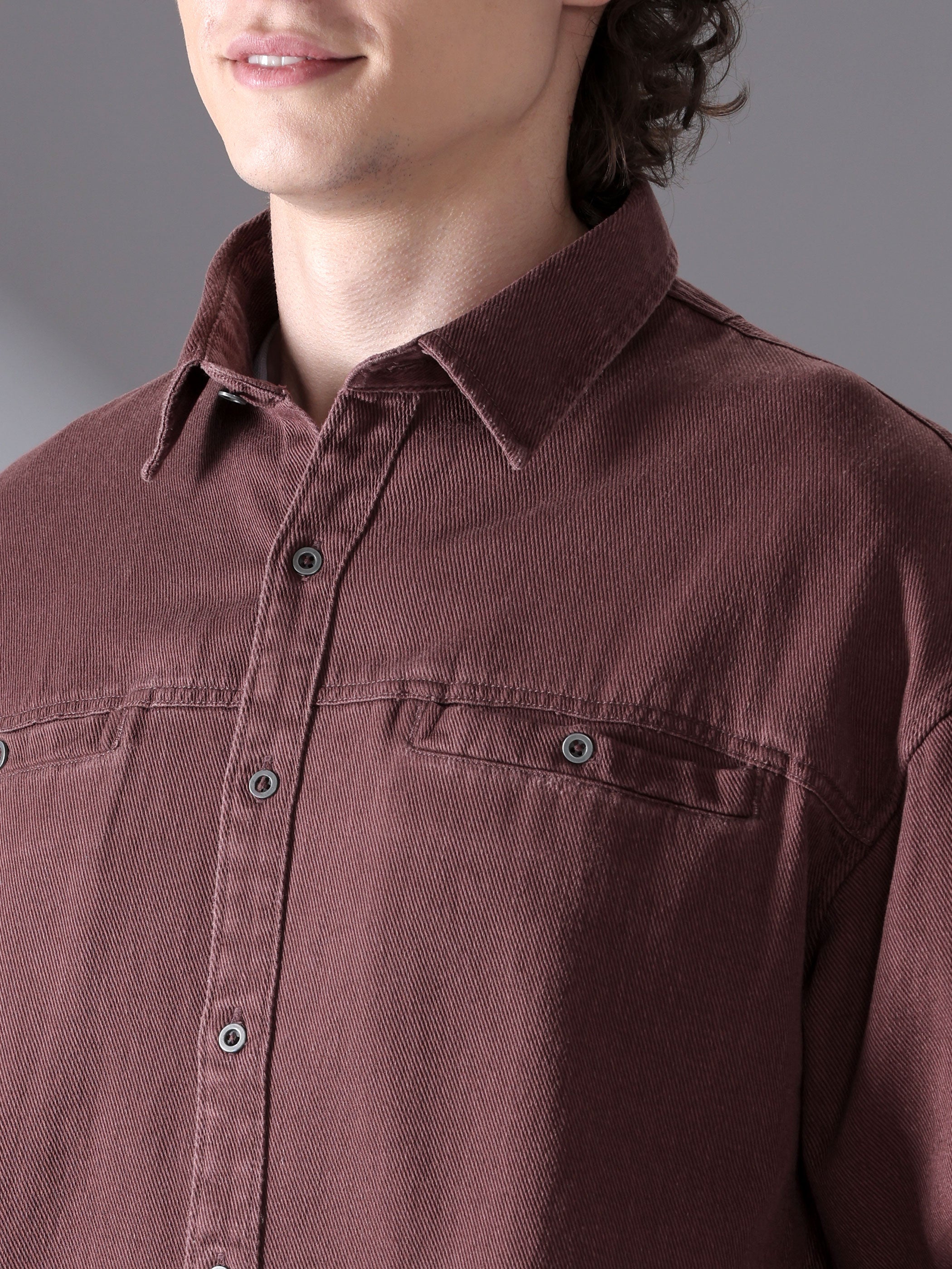 Over Dyed Shirt For Men - French Wine