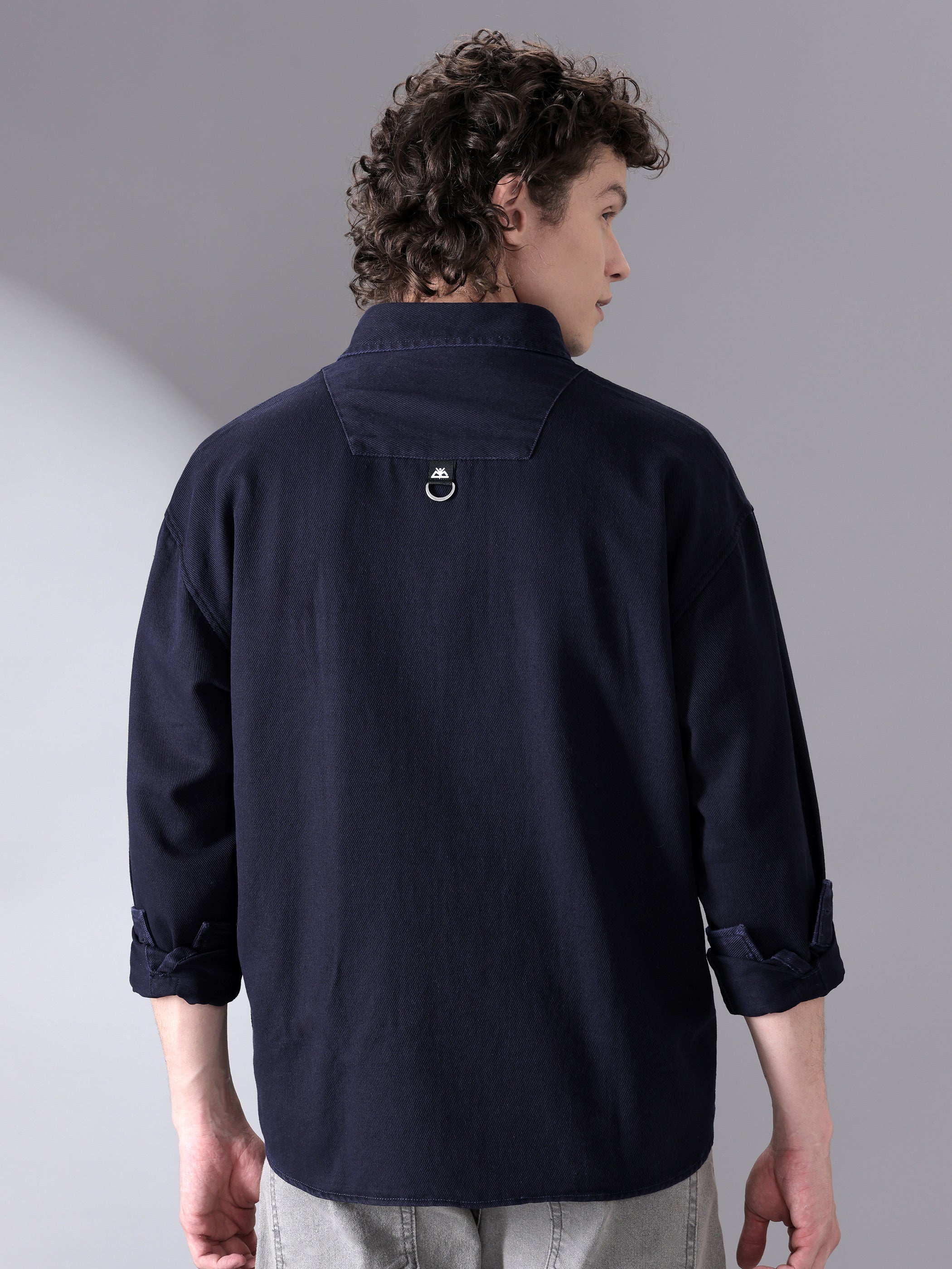 Over Dyed Shirt For Men - Navy Blue