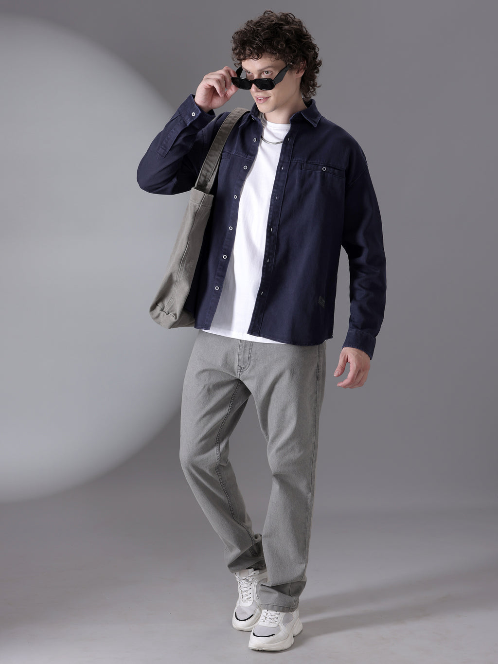 Over Dyed Shirt For Men - Navy Blue