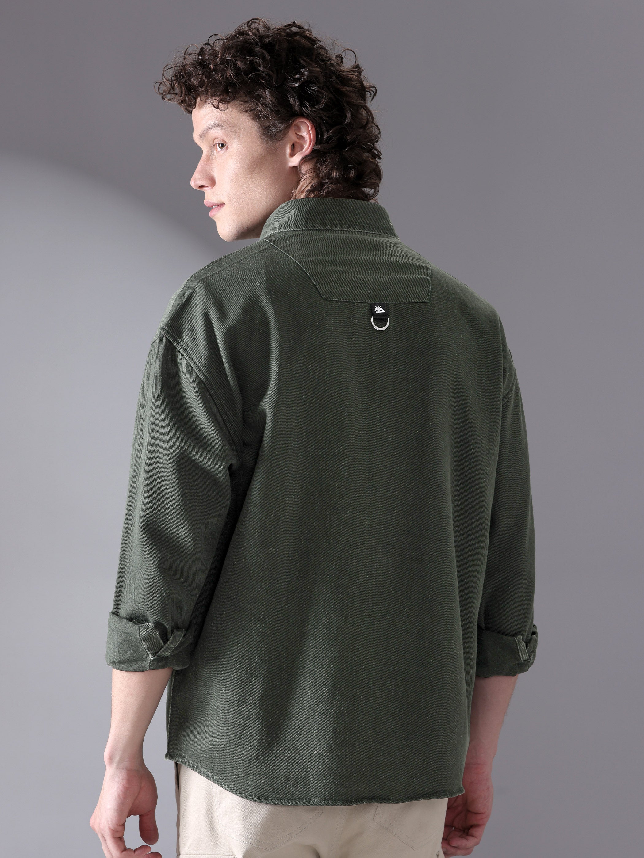 Over Dyed Shirt For Men - Deep Olive