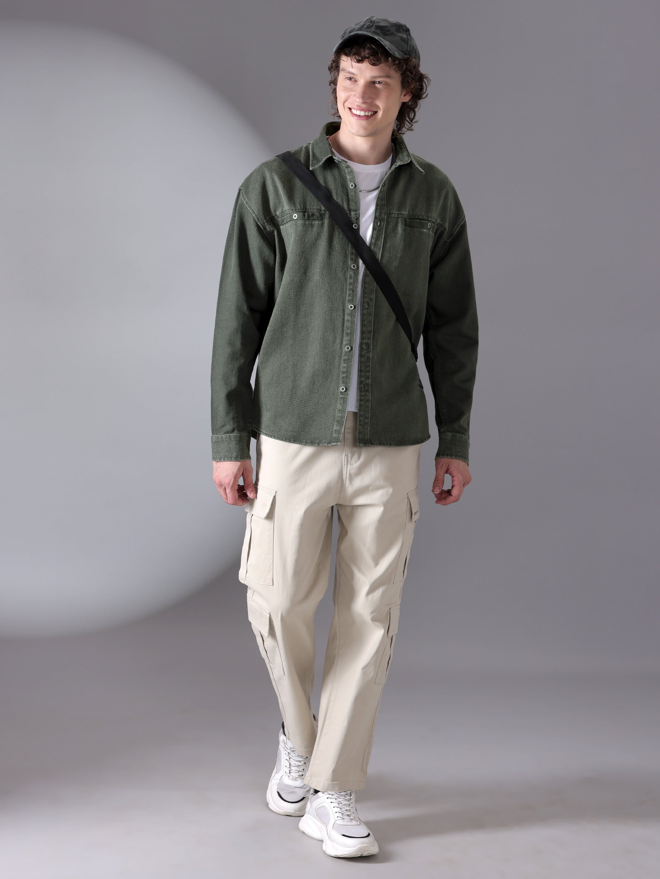Over Dyed Shirt For Men - Deep Olive
