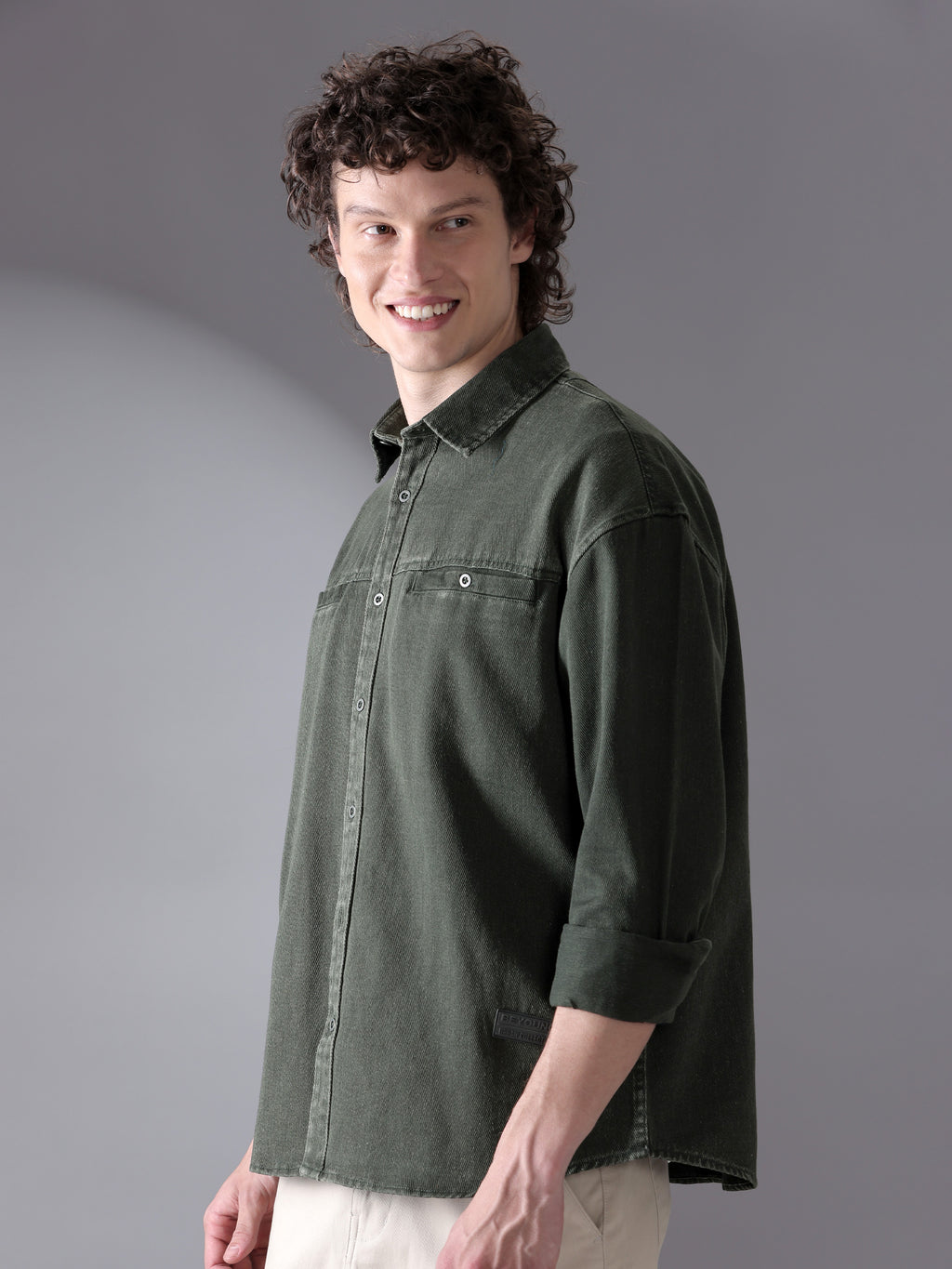 Over Dyed Shirt For Men - Deep Olive